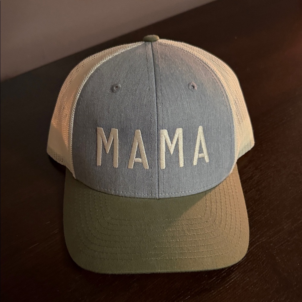 Blue and Green 'MAMA' Trucker Hat